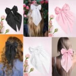 Satin bow barrette hair clip set (7)