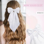 oversized Satin bow barrette hair clip set (1)