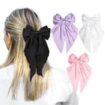 oversized Satin bow barrette hair clip set 4