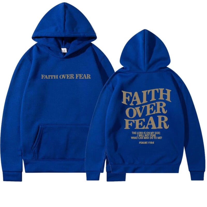 Faith Over Fear Hoodie – blue