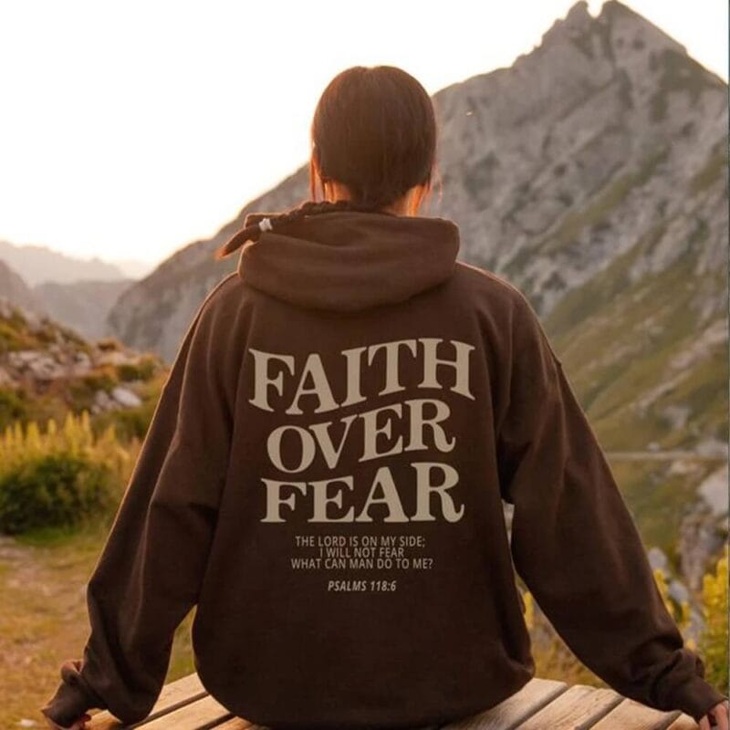 Faith Over Fear Hoodie – coffee