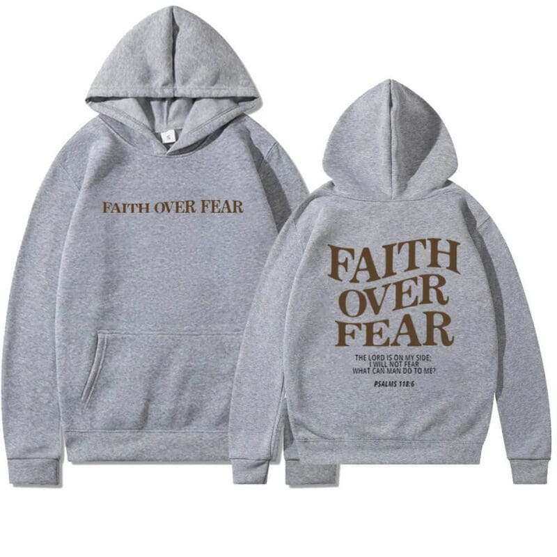 Faith Over Fear Hoodie – gray