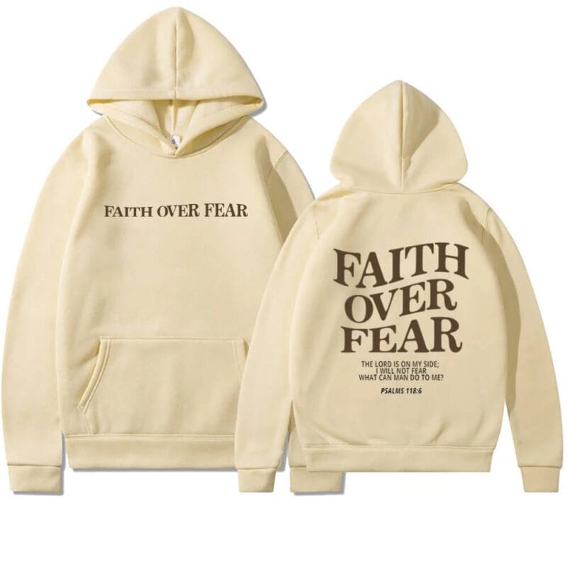 Faith Over Fear Hoodie – khaki