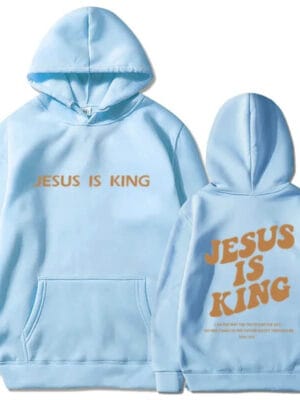 Jesus Is King Hoodie – light-blue