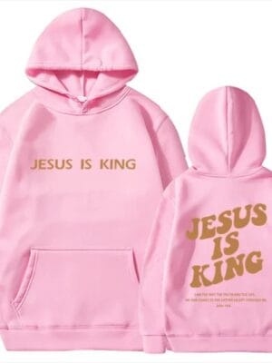 Jesus Is King Hoodie – pink