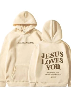 Jesus Loves You Hoodie – khaki