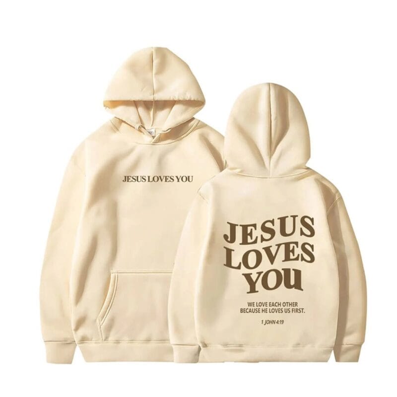 Jesus Loves You Hoodie – khaki