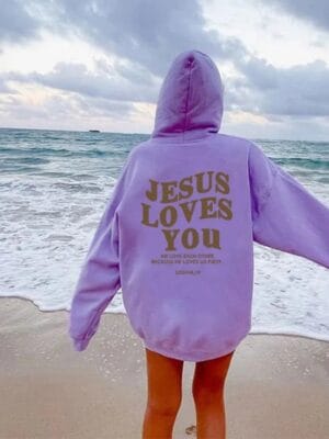 Jesus Loves You Hoodie – lavender-purple