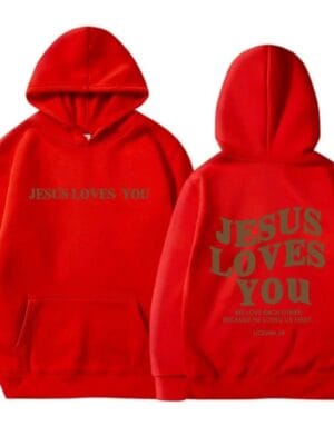 Jesus Loves You Hoodie – red