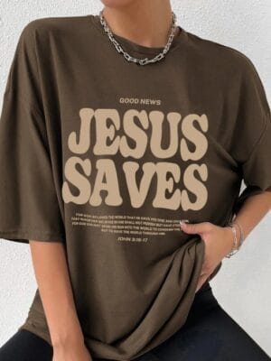 Jesus Saves T-Shirt – brown-coffee