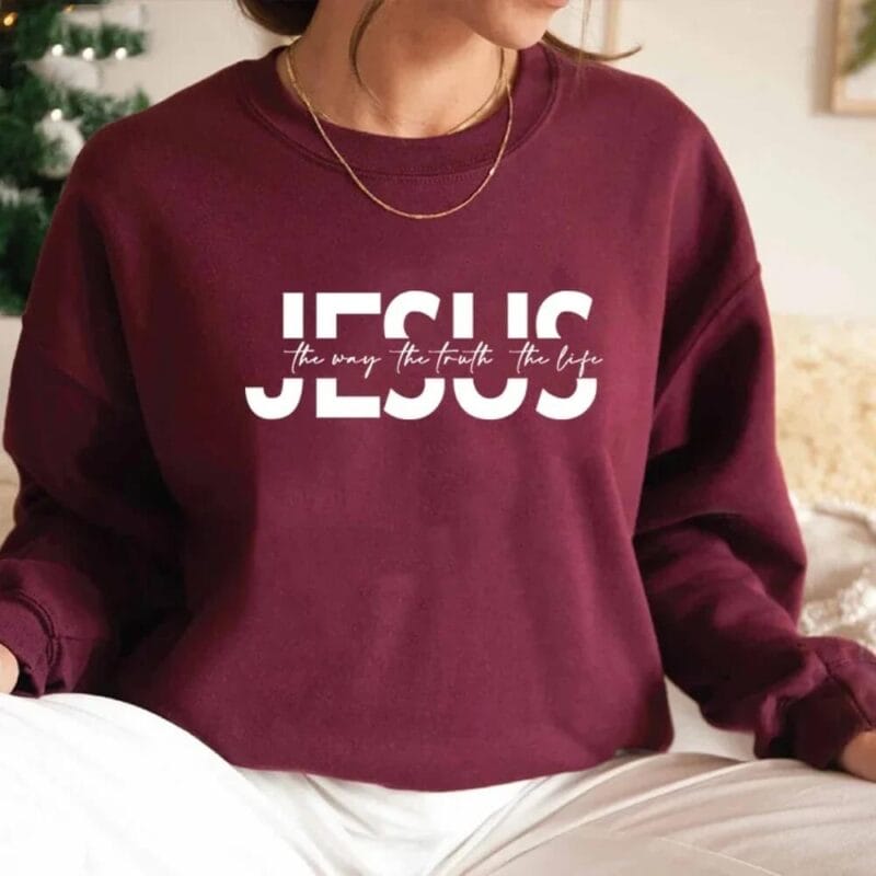 Jesus The Way Sweatshirt – burgundy