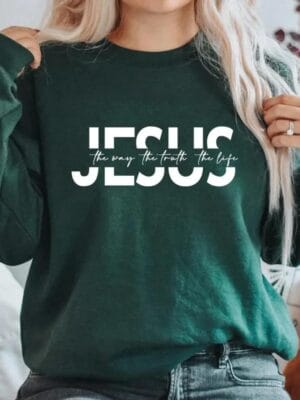 Jesus The Way Sweatshirt – dark green