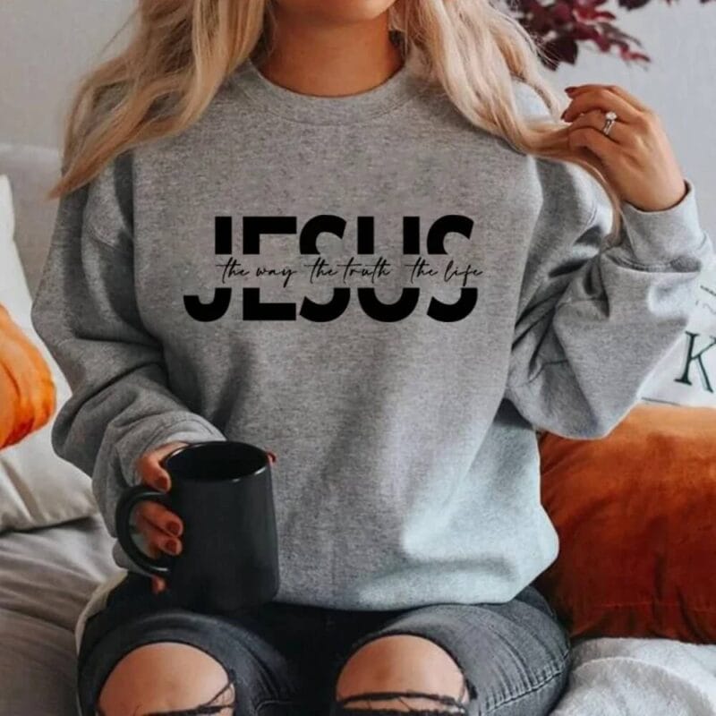 Jesus The Way Sweatshirt – gray