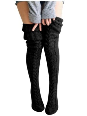 Thick-cable-knit-thigh-high-socks-black-1