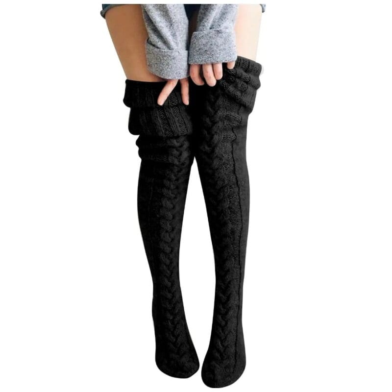 Thick-cable-knit-thigh-high-socks-black-1