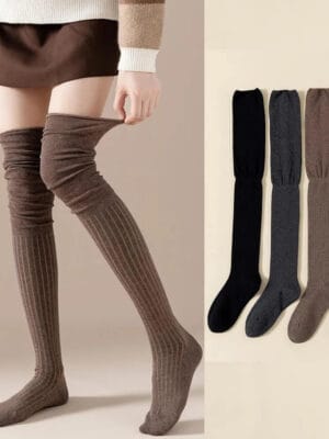 Warm thigh high knitted socks (5)