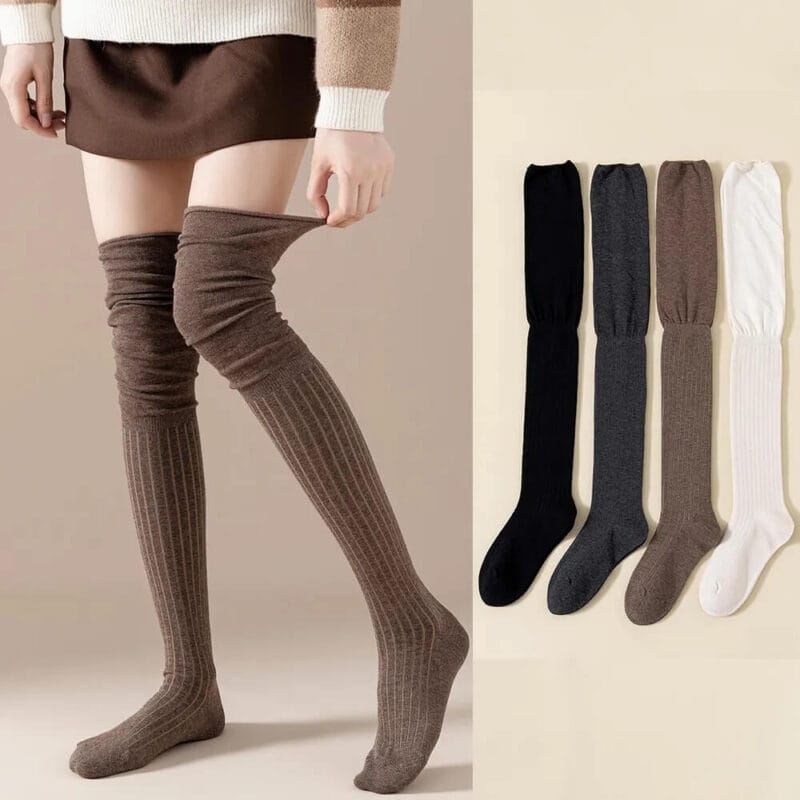 Warm thigh high knitted socks (5)